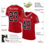 Personalized Red Black-White Mesh Authentic Throwback Football Jersey Team Custom Name and Number