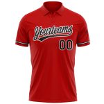 Personalized Red Black-White Performance Vapor Golf Polo Shirt Team Custom Name and Number