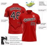 Personalized Red Black-White Performance Vapor Golf Polo Shirt Team Custom Name and Number