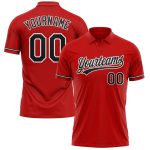 Personalized Red Black-White Performance Vapor Golf Polo Shirt Team Custom Name and Number
