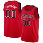 Personalized Red Black-White Round Neck Rib-Knit Basketball Jersey Team Custom Name and Number