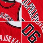Personalized Red Black-White Round Neck Rib-Knit Basketball Jersey Team Custom Name and Number