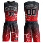 Personalized Red Black-White Round Neck Sublimation Basketball Suit Jersey
