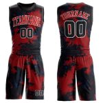 Personalized Red Black-White Round Neck Sublimation Basketball Suit Jersey Team Custom Name and Number