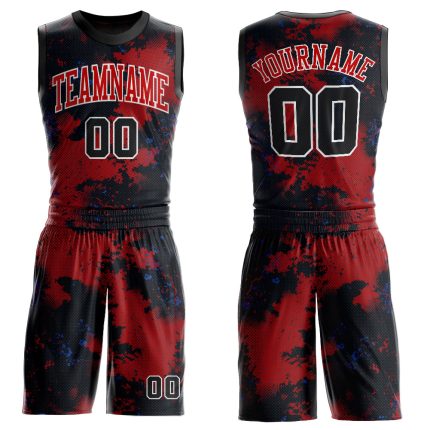 Personalized Red Black-White Round Neck Sublimation Basketball Suit Jersey Team Custom Name and Number
