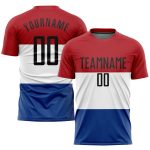 Personalized Red Black White-Royal Sublimation Dutch Flag Soccer Uniform Jersey Team Custom Name and Number