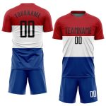 Personalized Red Black White-Royal Sublimation Dutch Flag Soccer Uniform Jersey Team Custom Name and Number