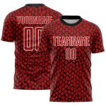 Personalized Red Black-White Snake Skin Sublimation Soccer Uniform Jersey Team Custom Name and Number
