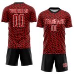 Personalized Red Black-White Snake Skin Sublimation Soccer Uniform Jersey Team Custom Name and Number