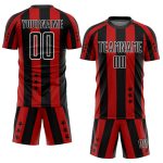 Personalized Red Black-White Stars And Squares Sublimation Soccer Uniform Jersey Team Custom Name and Number