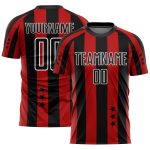 Personalized Red Black-White Stars And Squares Sublimation Soccer Uniform Jersey Team Custom Name and Number