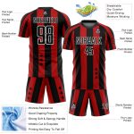 Personalized Red Black-White Stars And Squares Sublimation Soccer Uniform Jersey Team Custom Name and Number