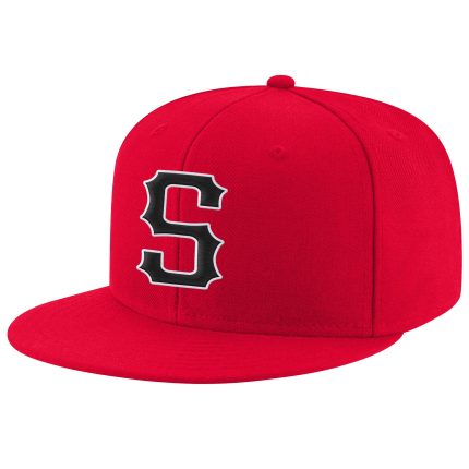 Personalized Red Black-White Stitched Adjustable Snapback Hat Team Custom Name and Number