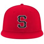 Personalized Red Black-White Stitched Adjustable Snapback Hat Team Custom Name and Number