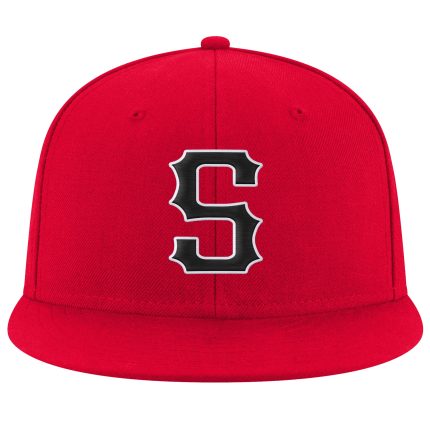 Personalized Red Black-White Stitched Adjustable Snapback Hat Team Custom Name and Number