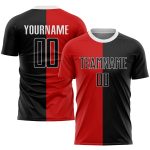 Personalized Red Black-White Sublimation Split Fashion Soccer Uniform Jersey Team Custom Name and Number
