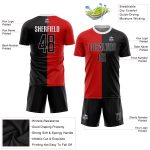 Personalized Red Black-White Sublimation Split Fashion Soccer Uniform Jersey Team Custom Name and Number