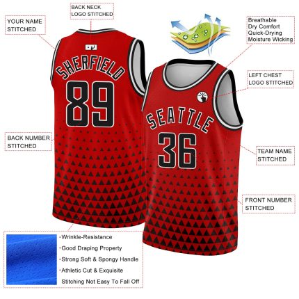 Personalized Red Black-White Triangle Shapes Authentic City Edition Basketball Jersey