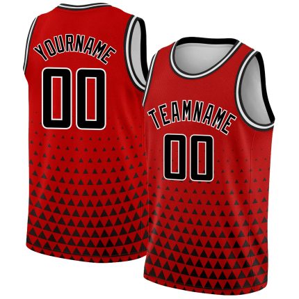 Personalized Red Black-White Triangle Shapes Authentic City Edition Basketball Jersey