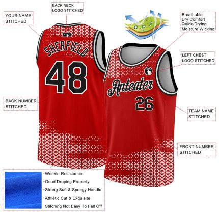 Personalized Red Black-White Triangle Shapes Authentic City Edition Basketball Jersey Team Custom Name and Number