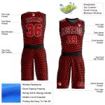 Personalized Red Black-White Triangle Shapes Round Neck Sublimation Basketball Suit Jersey Team Custom Name and Number