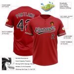 Personalized Red Black-White Two-Button Unisex Softball Jersey