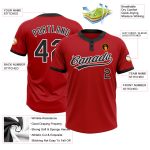 Personalized Red Black-White Two-Button Unisex Softball Jersey Team Custom Name and Number