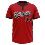 Personalized Red Black-White Two-Button Unisex Softball Jersey Team Custom Name and Number
