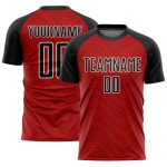 Custom red, black and white soccer jersey