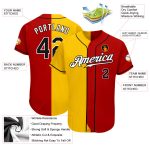 Personalized Red Black-Yellow Authentic Split Fashion Baseball Jersey Team Custom Name and Number