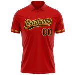 Personalized Red Black-Yellow Performance Vapor Golf Polo Shirt Team Custom Name and Number