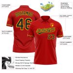 Personalized Red Black-Yellow Performance Vapor Golf Polo Shirt Team Custom Name and Number