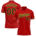 Personalized Red Black-Yellow Performance Vapor Golf Polo Shirt Team Custom Name and Number