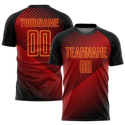 Personalized Red Black-Yellow Sublimation Soccer Uniform Jersey Team Custom Name and Number
