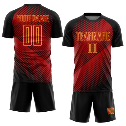 Personalized Red Black-Yellow Sublimation Soccer Uniform Jersey Team Custom Name and Number