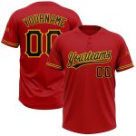 Personalized Red Black-Yellow Two-Button Unisex Softball Jersey Team Custom Name and Number