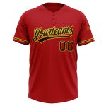 Personalized Red Black-Yellow Two-Button Unisex Softball Jersey Team Custom Name and Number