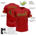 Personalized Red Black-Yellow Two-Button Unisex Softball Jersey Team Custom Name and Number