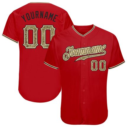 Personalized Red Camo-Black Authentic Baseball Jersey Team Custom Name and Number