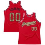 Personalized Red Camo-Black Authentic Throwback Basketball Jersey Team Custom Name and Number