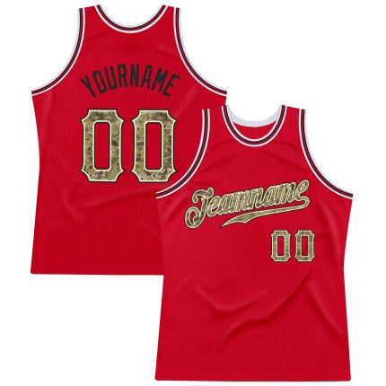 Personalized Red Camo-Black Authentic Throwback Basketball Jersey Team Custom Name and Number