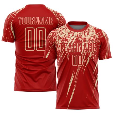Personalized Red City Cream Sublimation Soccer Uniform Jersey Team Custom Name and Number
