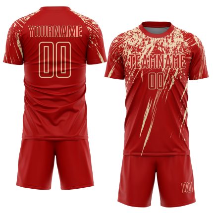 Personalized Red City Cream Sublimation Soccer Uniform Jersey Team Custom Name and Number