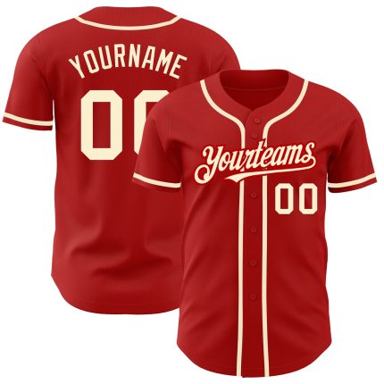 Personalized Red Cream Authentic Baseball Jersey Team Custom Name and Number