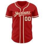 Personalized Red Cream Authentic Baseball Jersey Team Custom Name and Number