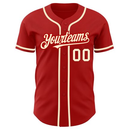 Personalized Red Cream Authentic Baseball Jersey Team Custom Name and Number