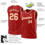 Personalized Red Cream Authentic Throwback Basketball Jersey Team Custom Name and Number
