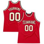 Personalized Red Cream-Black Authentic Throwback Basketball Jersey Team Custom Name and Number