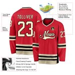Personalized Red Cream-Black Hockey Jersey Team Custom Name and Number