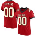 Personalized Red Cream-Black Mesh Authentic Football Jersey Team Custom Name and Number